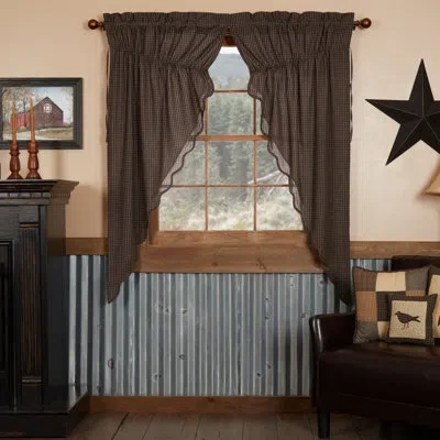 Vhc Brands Kettle Grove 100% Cotton Plaid Room Darkening Rod Pocket Curtain Panel In Black;tan