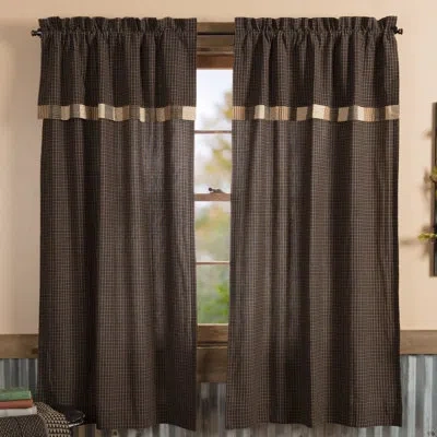Vhc Brands Kettle Grove 100% Cotton Plaid Room Darkening Rod Pocket Curtain Panels In Black;gray;tan