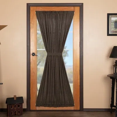Vhc Brands Kettle Grove 100% Cotton Plaid Room Darkening Rod Pocket Single Curtain Panel In Black;tan