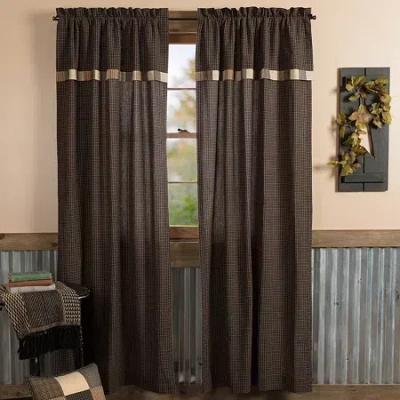 Vhc Brands Kettle Grove Block Rod Pocket Light-filtering Set Of 2 Curtain Panel In Brown