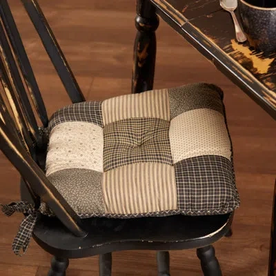Vhc Brands Kettle Grove Chair Pad Cushion In Black;cream;tan