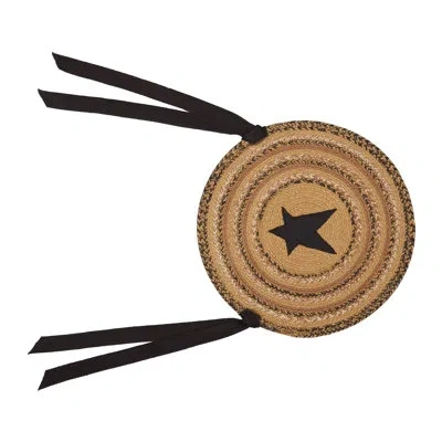 Vhc Brands Kettle Grove Chair Pad Cushion In Natural,country Black,caramel