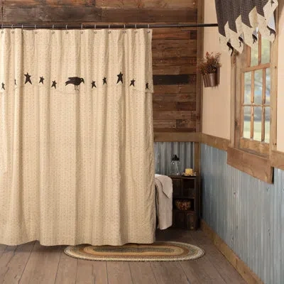 Vhc Brands Kettle Grove Cotton Floral Single Shower Curtain In Black;cream