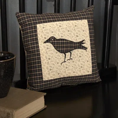 Vhc Brands Kettle Grove Cotton Floral Square 10" Throw Pillow In Black;cream;tan
