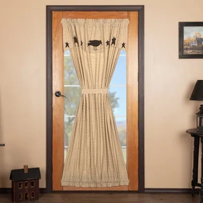 Vhc Brands Kettle Grove Cotton Rod Pocket Single Curtain Panel In Black;cream