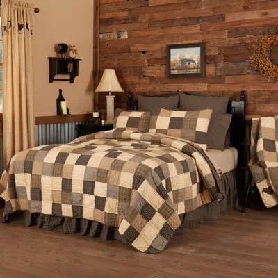 Vhc Brands Kettle Grove Country Black/khaki/dark Creme Standard Cotton Reversible Quilt In Black;cream;tan