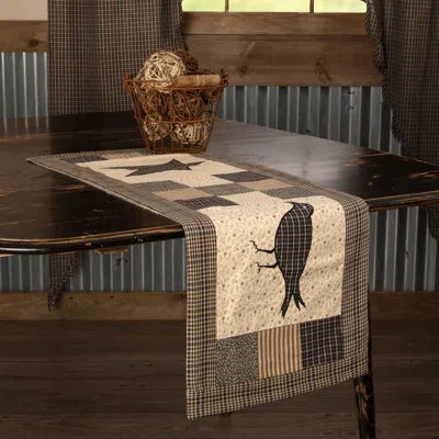 Vhc Brands Kettle Grove Crow And Star Runner 100% Cotton Table Runner In Black;cream;tan