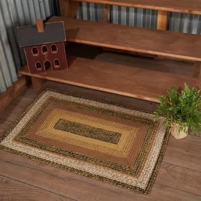 Vhc Brands Kettle Grove Geometric Braided Natural/country Black/caramel Area Rug In Black;brown;tan