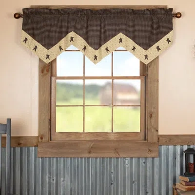 Vhc Brands Kettle Grove Geometric Cotton Pointed Window Valance In Black;cream;tan
