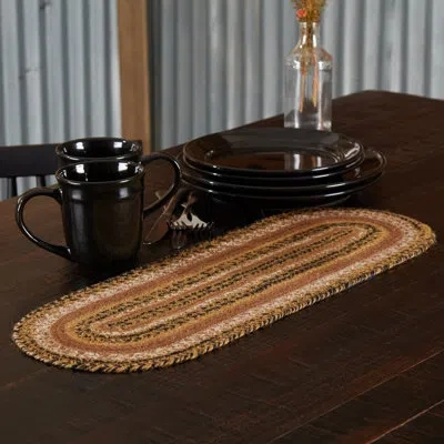 Vhc Brands Kettle Grove Geometric Oval Table Runner In Black;brown;tan