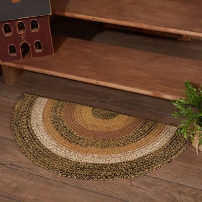 Vhc Brands Kettle Grove Jute Rug Half Circle 16.5x33 In Black;tan;cream