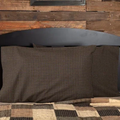 Vhc Brands Kettle Grove Plaid 100% Cotton Pillowcase In Black;tan