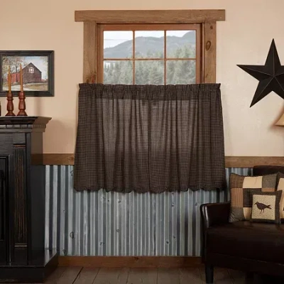 Vhc Brands Kettle Grove Plaid 2-pc. Rod Pocket Window Tier In Black