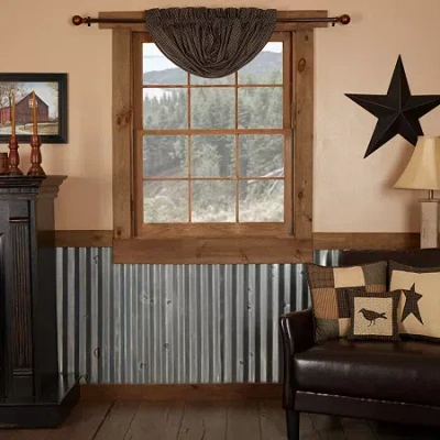 Vhc Brands Kettle Grove Plaid Light-filtering Rod Pocket Single Balloon Shade In Black