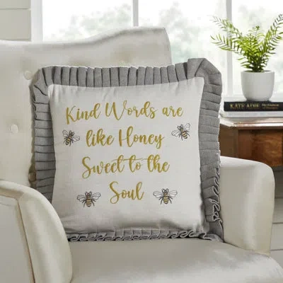 Vhc Brands Kind Words Are Like Honey Throw Pillow In Gray;yellow;cream