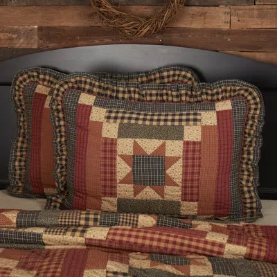Vhc Brands Maisie 100% Cotton Buttons Sham In Black;red;tan