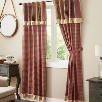 Vhc Brands Maisie Attach Patch Rod Pocket Light-filtering Set Of 2 Curtain Panel In Red