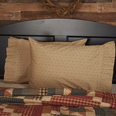 Vhc Brands Maisie Floral 100% Cotton Pillowcase In Black;tan