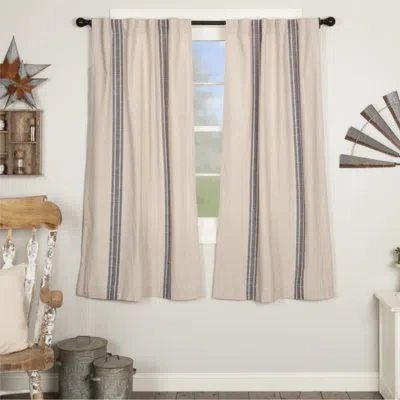 Vhc Brands Market Place Blue Grain Sack Stripe Short Panel Set Of 2