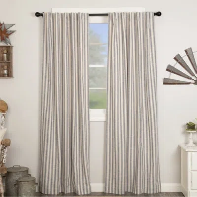 Vhc Brands Market Place Blue Ticking Stripe Panel Set Of 2