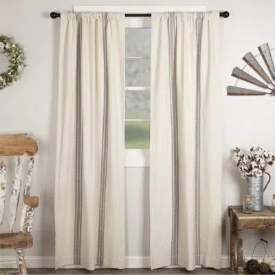 Vhc Brands Market Place Gray Grain Sack Stripe Panel Set Of 2