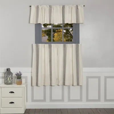 Vhc Brands Market Place Gray Grain Sack Stripe Tier Set Of 2
