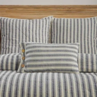 Vhc Brands Market Place Gray Overcover Pillow Cover 25lx15w In Gray Striped