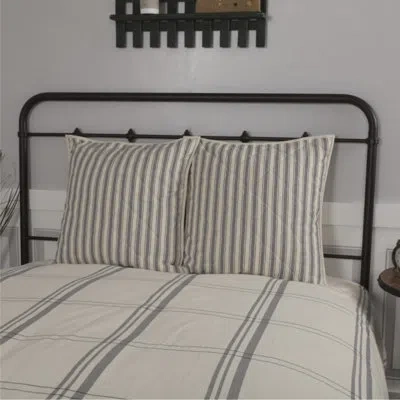 Vhc Brands Market Place Gray Quilted Euro Sham In Gray Striped