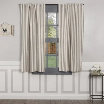 Vhc Brands Market Place Gray Ticking Stripe Short Panel Set Of 2