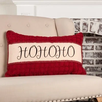 Vhc Brands Mervela Ho Ho Ho Cotton Lumbar Pillow In Black;red;cream