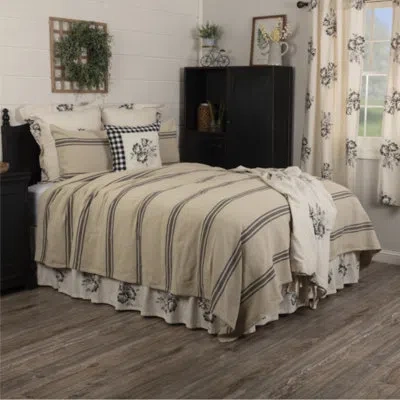 Vhc Brands Mill House Stripe King Coverlet In Tan
