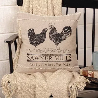 Vhc Brands Miller Farm Poultry 18x18 Throw Pillow In Brown