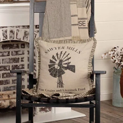 Vhc Brands Miller Farm Windmill 18x18 Throw Pillow In Brown