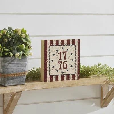 Vhc Brands My Country 1776 W/ Blue Stars & Stripes Mdf Block Sign 6x6x1 In Blue;red;tan