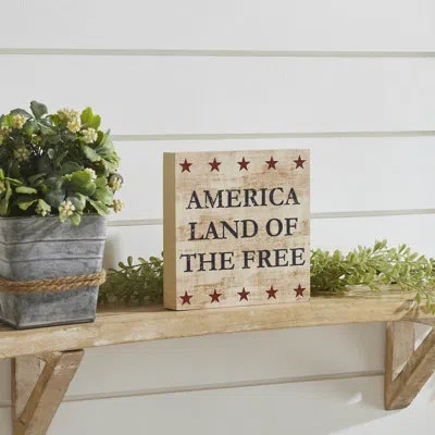 Vhc Brands My Country America Land Of The Free W/ Red Stars Mdf Block Sign 6x6x1 In Blue;red;tan