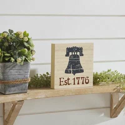 Vhc Brands My Country Blue Liberty Bell Est 1776 Mdf Block Sign 6x6x1 In Blue;red;tan