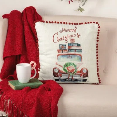 Vhc Brands N/a Merry Christmas Square Throw Pillow In Red;cream