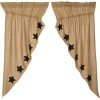 Vhc Brands Natural Ï»¿burlap Stencil Stars Light-filtering Single Curtain Panel In Brown