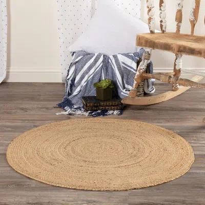 Vhc Brands Natural Jute Round Harlow Braided Jute Beige Area Rug In Natural Tan