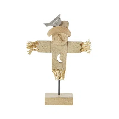 Vhc Brands Natural Wooden Scarecrow 16.25x10x3 In Brown,silver,tan