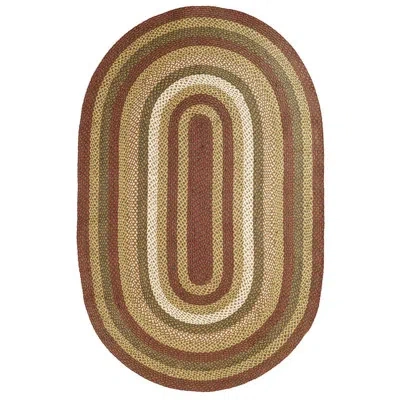 Vhc Brands Oval Geometric Braided Cotton/jute Brown/green Area Rug In Red;green;cream