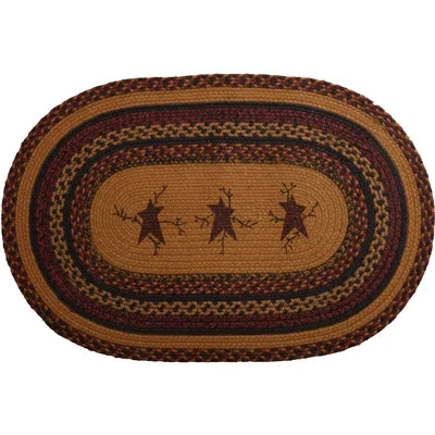 Vhc Brands Oval Heritage Farms Geometric Machine Woven 2'6" X 1'8" Area Rug In Brown/red In Brown,red