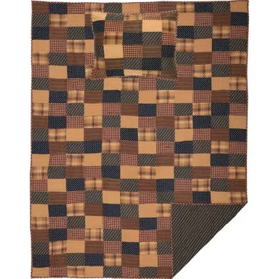 Vhc Brands Patriotic Cotton 136 Tc Reversible Traditional Quilt Set In Blue;red;tan