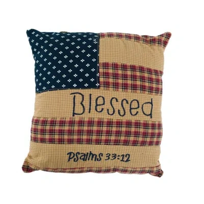 Vhc Brands Patriotic Square Cotton Pillow Cover & Insert In Blue;red;tan