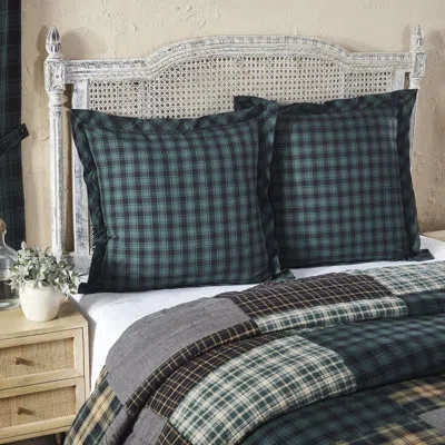 Vhc Brands Pine Grove Pine Green Standard Cotton Reversible Sham In Black;green
