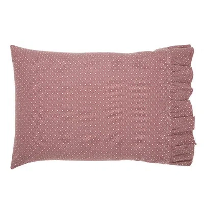 Vhc Brands Pip Vinestar 136 Thread Count Dots 100% Cotton Pillowcase In Red;tan