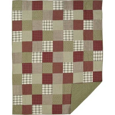Vhc Brands Prairie Winds Brick Red/sage/khaki Standard Cotton Reversible Farmhouse / Country Quilt In Green;red;tan