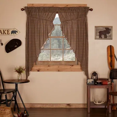 Vhc Brands Prescott Prairie Rod Pocket Light-filtering Set Of 2 Curtain Panel In Brown