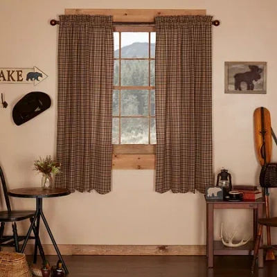 Vhc Brands Prescott Rod Pocket Light-filtering Set Of 2 Curtain Panel In Brown