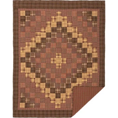 Vhc Brands Prescott Russet / Light Tan / Earth Green Standard Cotton Reversible Quilt In Brown;green;tan